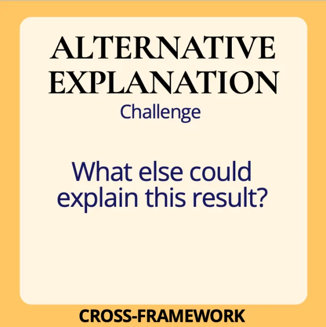 Alternative Explanation card asking what else could explain a result